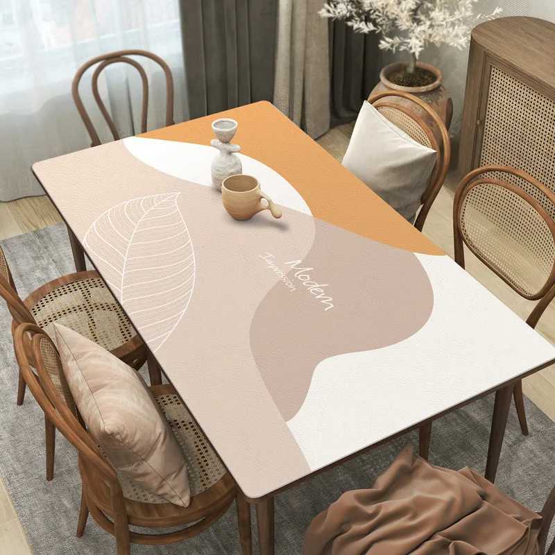 New Wabi Sabi Pu Leather Table Cloth Waterproof Oilproof Table Covers Placemats Luxury Rectangular Table Cover Pad Textile C251122