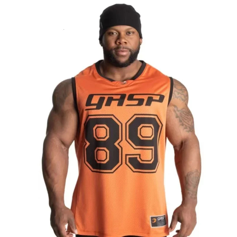 2025 GASP Muscle Fitness Short Sleeved Men Basketball Vest American 3D Print Quick Drying Breathable Sports Waistcoat Summer 250421