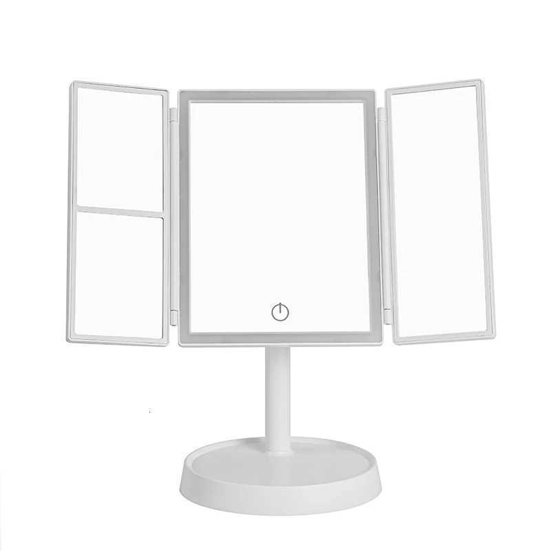 Foldable Makeup Mirror with LED Light 3 Tone Lights Desktop Vanity Mirror 2X/3X Magnifying 360 Adjustable Rechargeable M251122