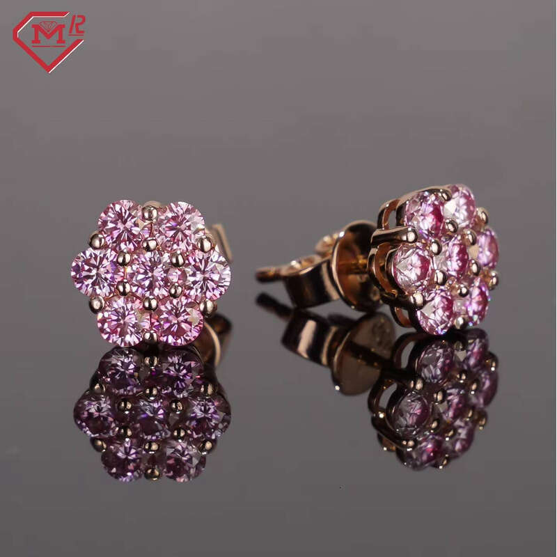 Classic Mossanite Sier Screw Back Vvs Iced Out Moissanite Earrings