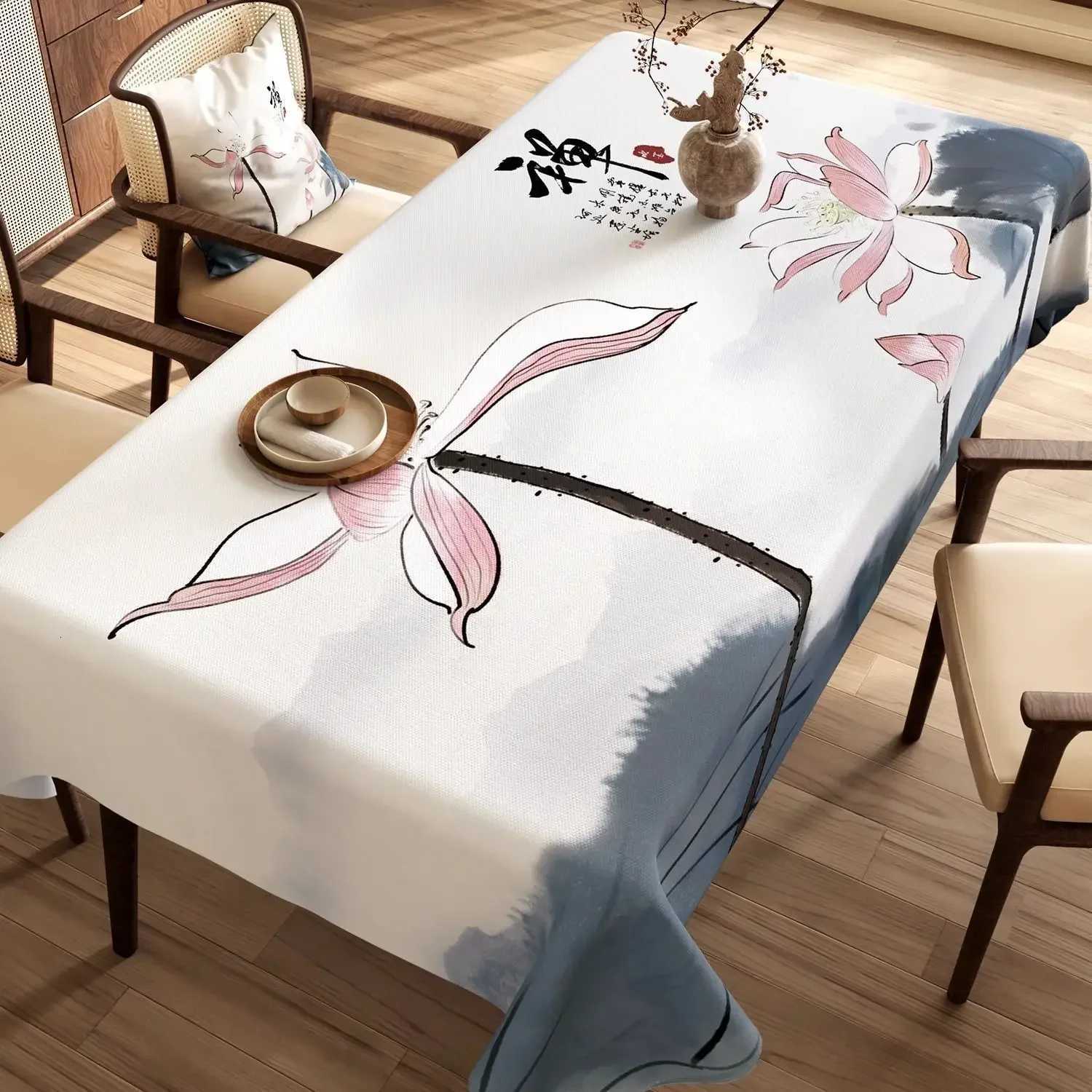 Chinese Landscape Printed Table Cloth High End Chinese Style Tea Table Cover Cloth Flower Landscape Lint Dustproof Table Mat C251122