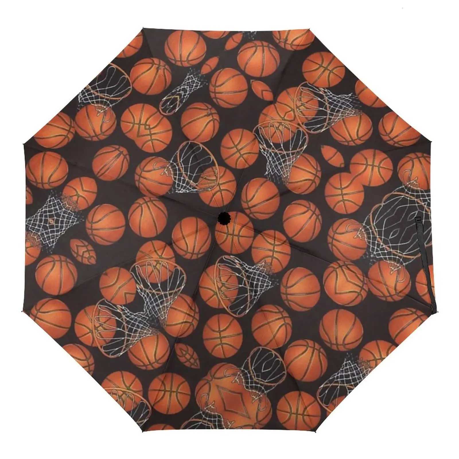 Basketball Sport Windproof Travel Umbrellas Ball Game Folding Rain Sun Umbrella Compact Lightweight for Teens Adults Men BoysM251122