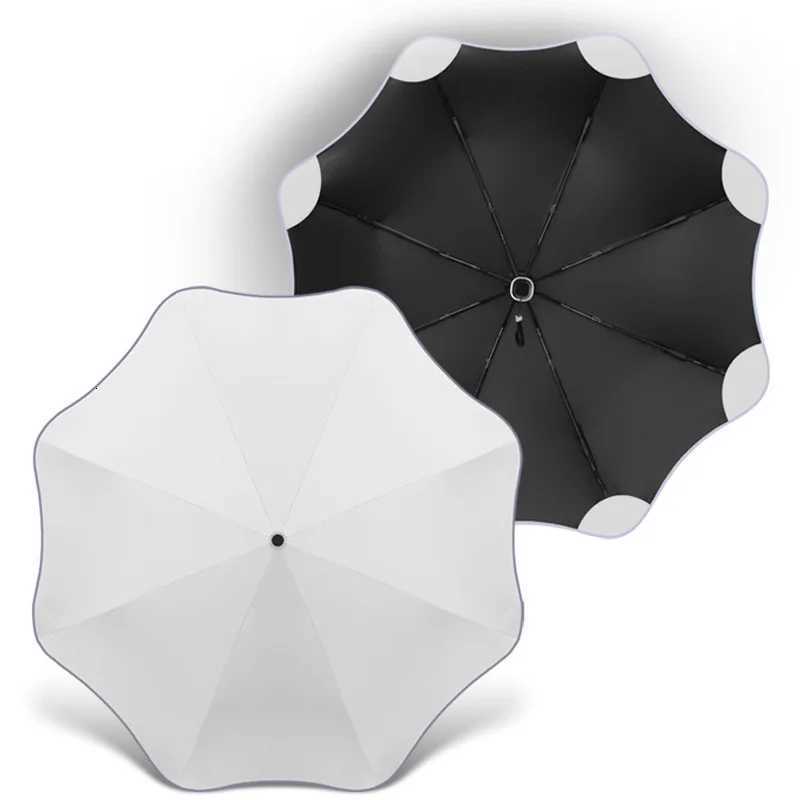 Automatic Folding Sun Umbrella Fashion White Black Business Man Woman Rainproof Strong Windproof Anti UV Parasol Portable GiftM251122