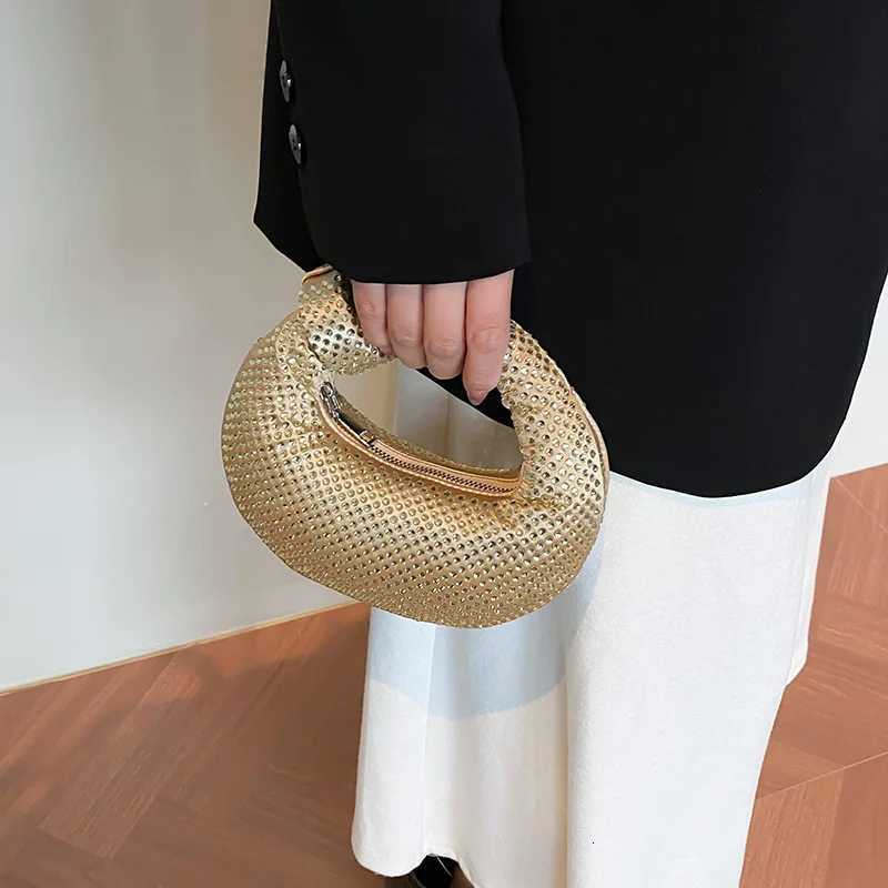 PC Solid Color Zipper Diamonds Mini Evening Bags 2026 High Quality Party Bags Exquisite Niche Design Versatile Womens Handbags K251121