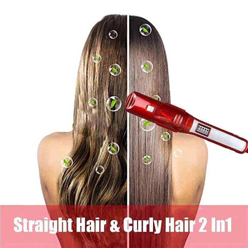 Hot Sale Portable Steam Hydrating Hair Straightener Wet and Dry Dual Use 2 in 1 Professional Flat Irons and Curling IronT251122