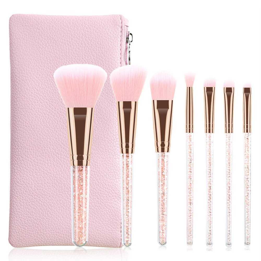 7pcs Pink Crystal Handle Professional Makeup Brushes Creative Portable Multifunctional Cosmetic Brush For Making Up Supply C251122