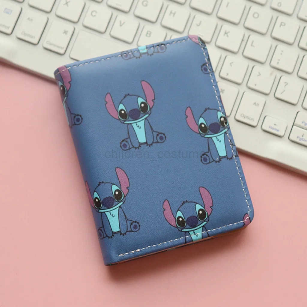 Disney Cartoon Leather Wallet for Boys Wallets for Girls Kids Wallet Cute Kawaii Stitch Credit ID Card Slim Bifold Coin Purses W250623