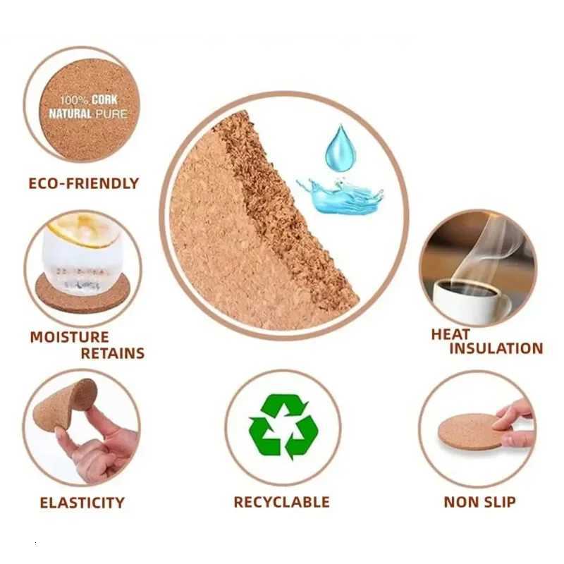 10PCS Natural Round Wooden Cup Mat Pad Durable Non-Slip Cork Coaster Tea Coffee Mug Drinks for Table Decor DIY Tableware C251122