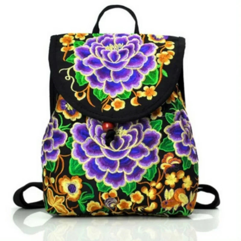 National Embroidery Women Shopping Cover BackpacksNice Floral Embroidered Lady Bohemian Backrack Topsale Canvas Backpack 251111