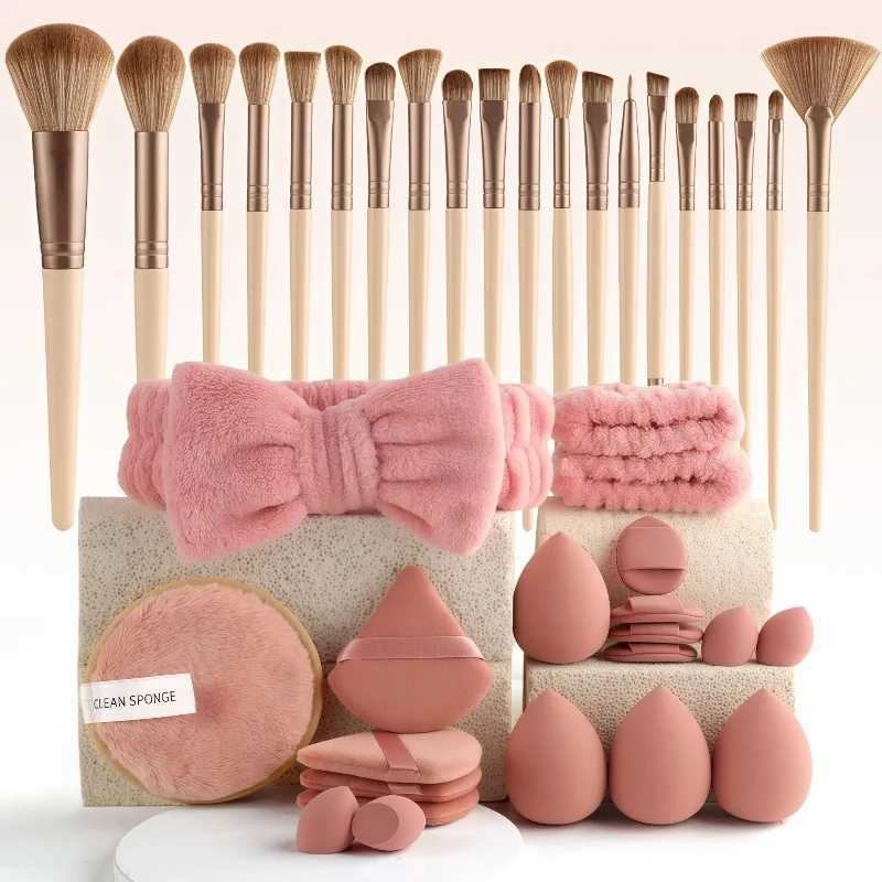 44 piece beige small fragrance style large capacity makeup brush set handheld toiletry storage bag portable for going out C251122