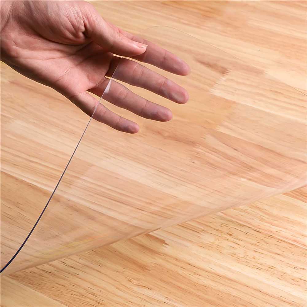 PVC transparent tablecloth with a thickness heat-resistant waterproof and oil resistant dining table mat 1pc C251122