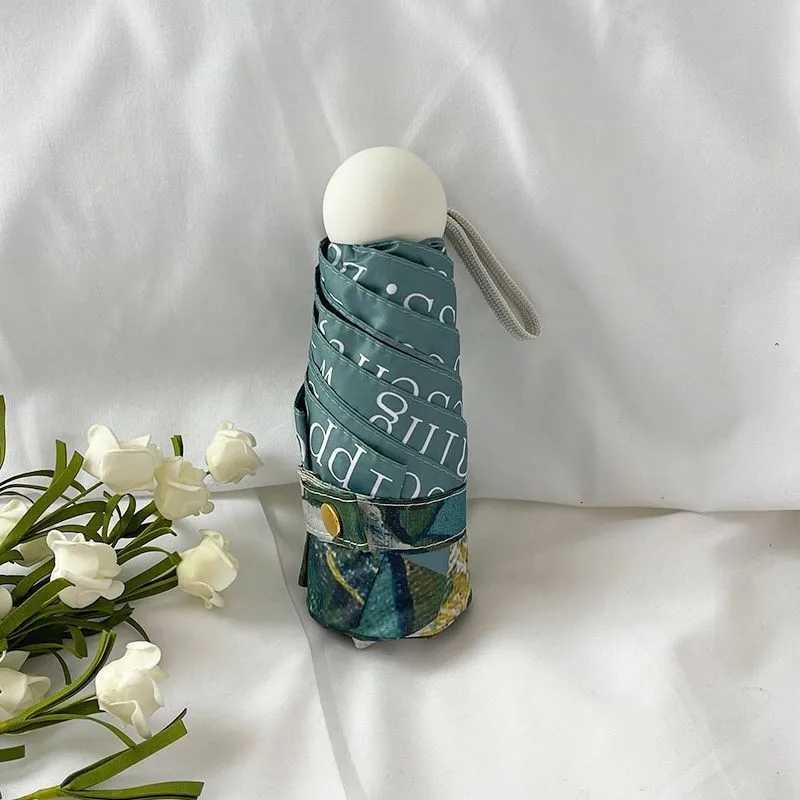 Van Gogh oil painting umbrella wild rose dual-purpose umbrella light luxury American retro umbrella British style cheap sunscreeM251122