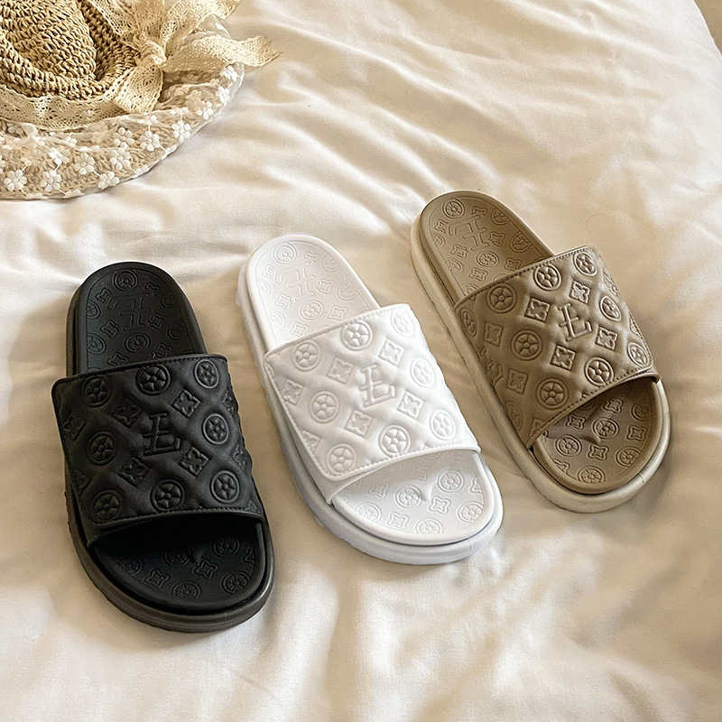 Free shipping design: Casual and versatile couple slippers, popular for both men and women, thick-soled sponge cake, soft-soled anti-slip, niche cool 