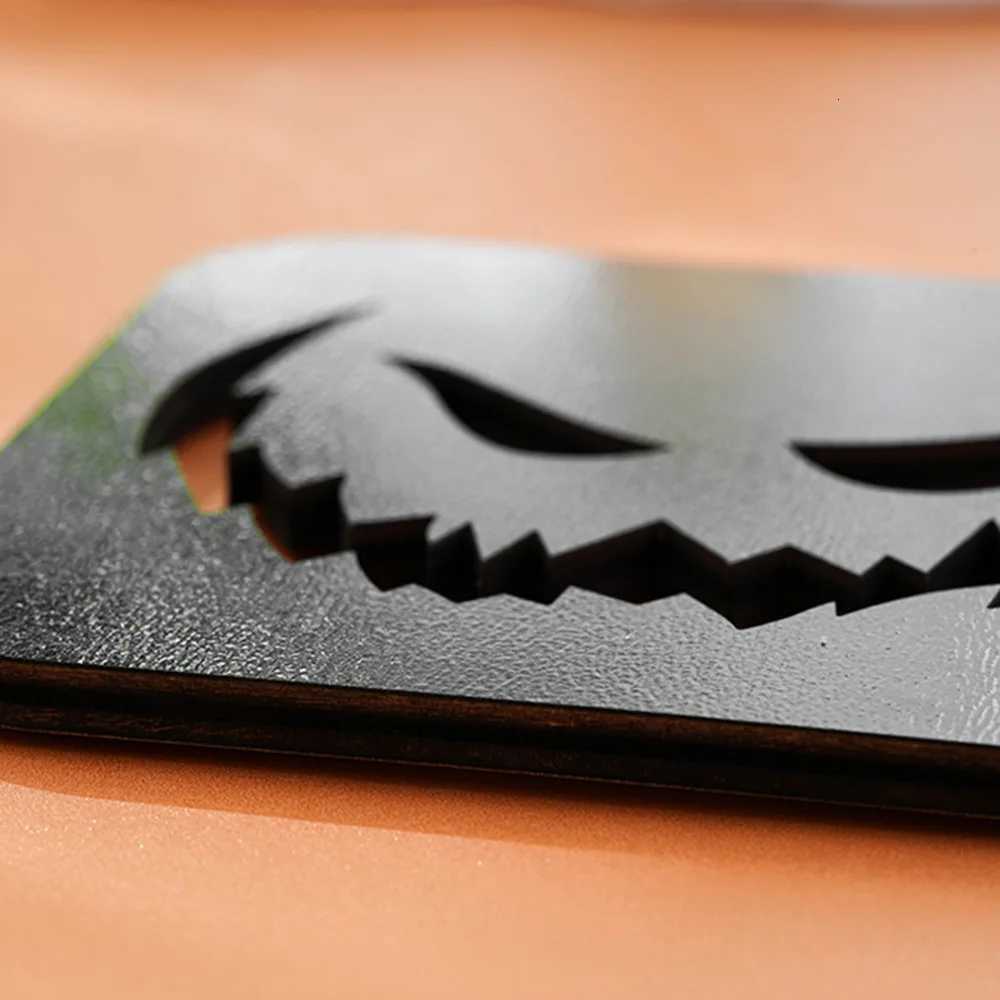 4-Piece Set of Black White Pumpkin-Shaped Wooden Coasters Halloween Collection for Home Bar Decor C251122