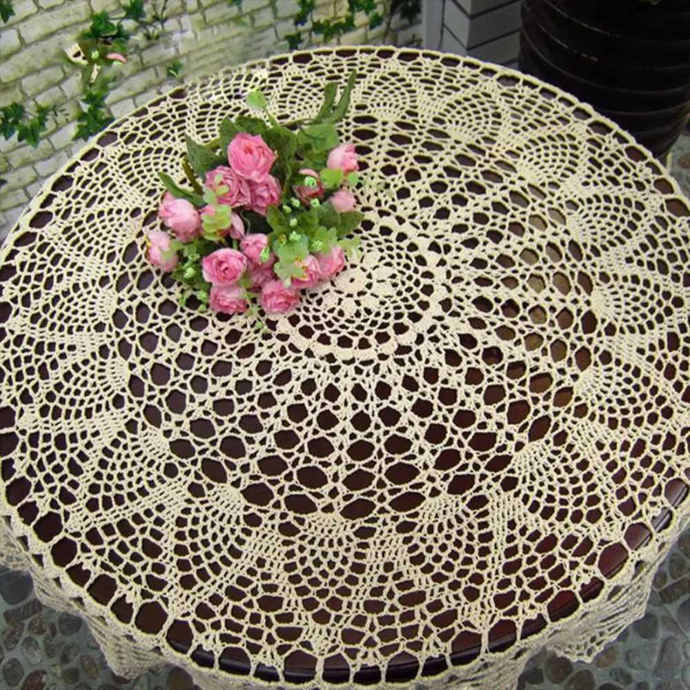 Round Handmade Crochet Openwork Tablecloth Cotton Lace Mat Placemat Vintage Tablecloth Home Decoration 70/80/90cm C251122