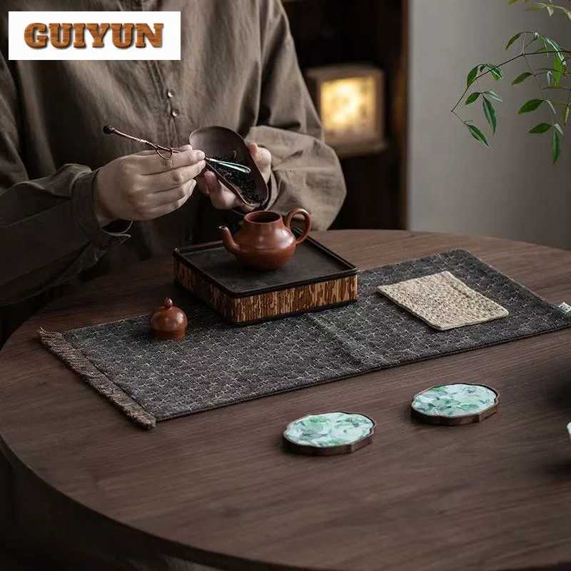 Fragrant Cloud Gauze Splicing Fabric Coasters Luxury Hot Pad For Coffee Cups Heat Insulation Placemats Chinese Tea Drinkware C251122