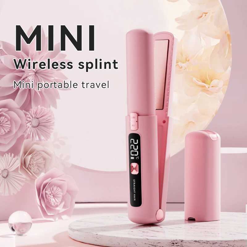 Professional Wireless Hair Straightener Ceramic Plates Fast Heating 2-in1 Hair Tool RechargeableT251122
