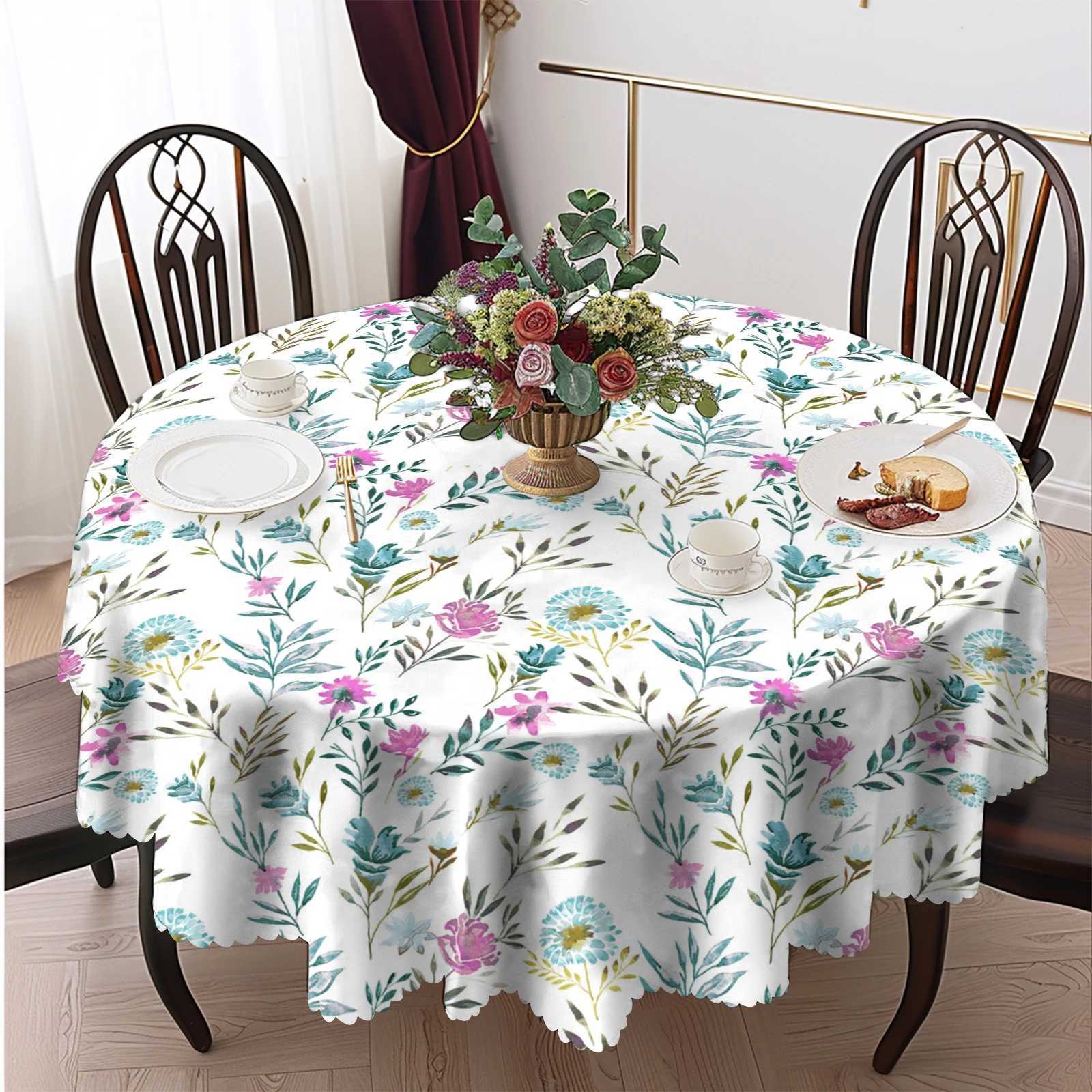 1 Piece Floral Print Tablecloth 4 SelfAdhesiveS tickersE mbossedE dgesS uitablef orH omeK itchenL ivingR oomD iningT ableB alconyC offeeT ableH oliday