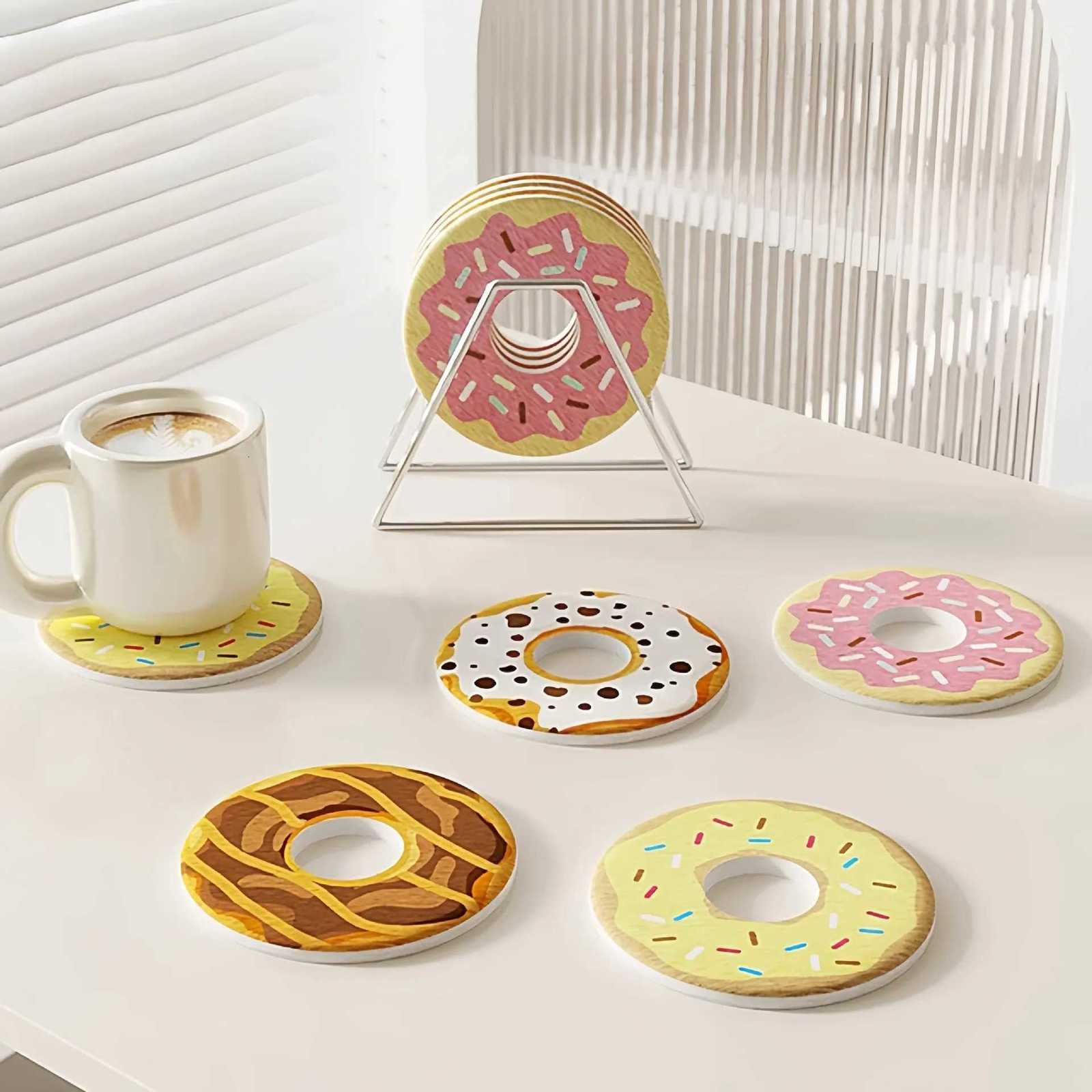 Doughnut circular water coasterdining table insulation pads Diatom coaster cushion for office desktop tea cups storage pads C251122