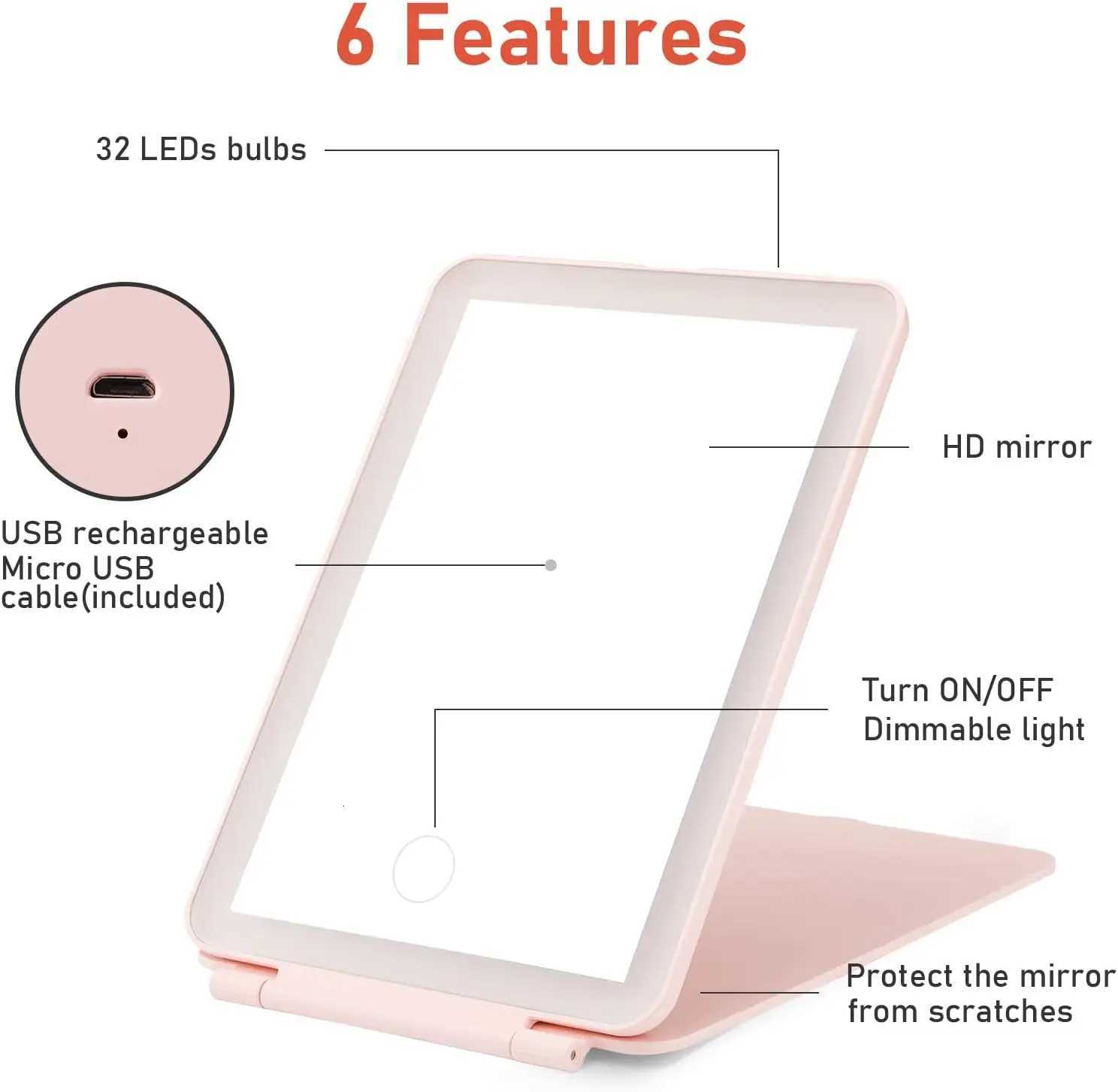 Vanity Lights USB Tricolor Light Foldable Makeup Mirror Bathroom Dressing Table Lighting Dimmable LED Vanity Light For Beauty M251122