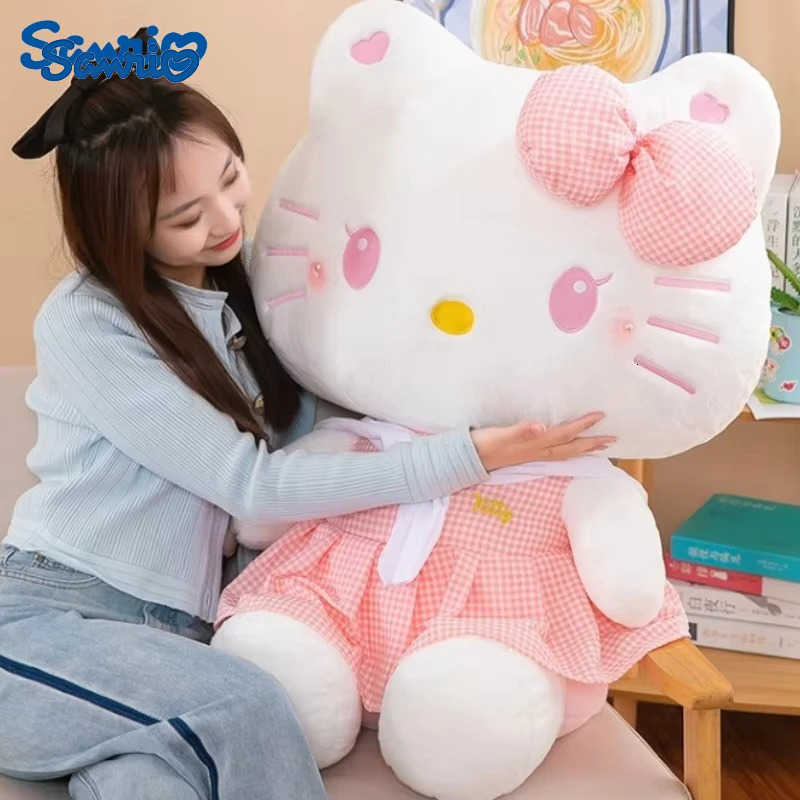 Sanrio 35/45/55CM Big Size Hello Kitty Plushies Cartoon Character Stuffed Bolster Comfortable Soft Doll Cushion Children Gift H251122