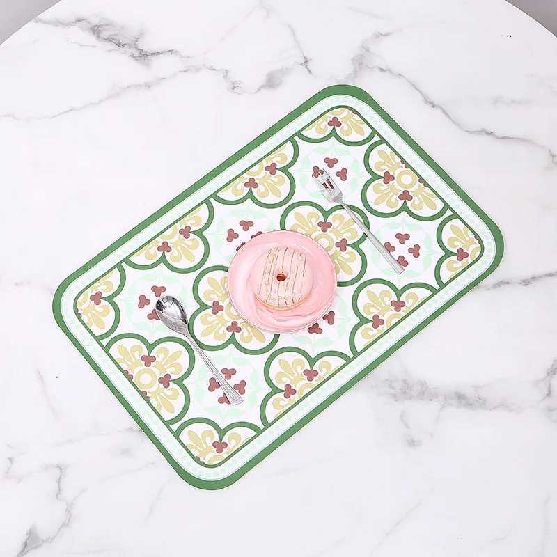 Scandinavian Countryside Placemats - Heatproof Waterproof Table Decor Luxury Square Floral Print Coasters for Dining Kitchen C251122