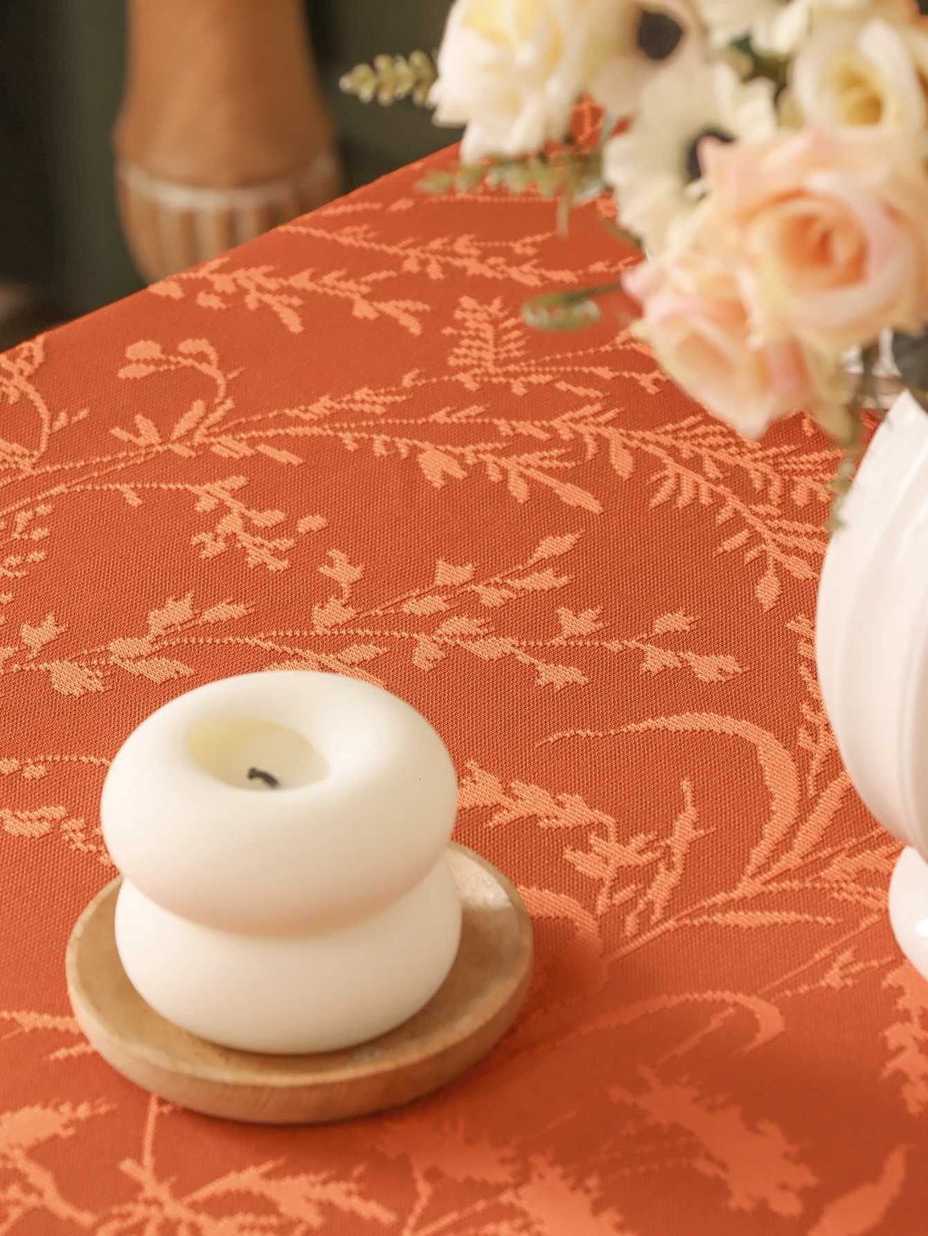 Orange Lace Thickened Ruffle Tablecloth Living Room Bedroom Coffee Table Luxury Decorative Tablecloths C251122