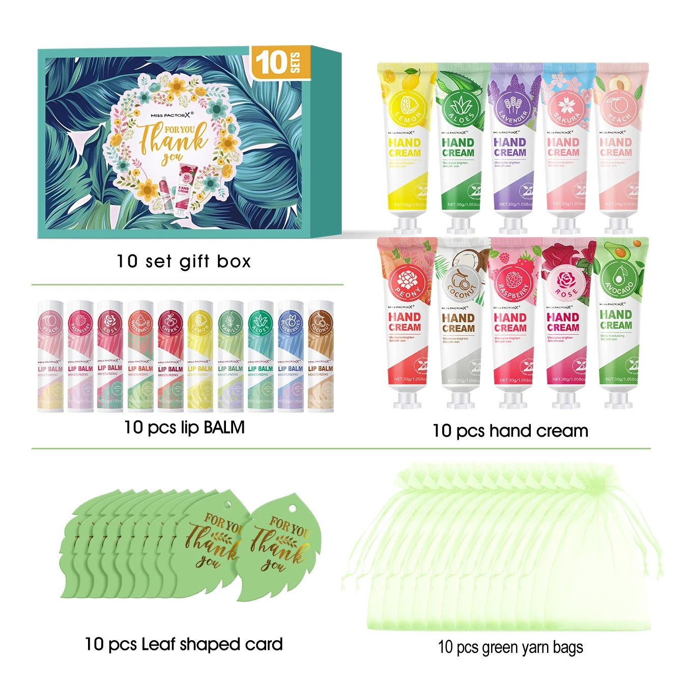10 sets of assembled gift flavors hand cream and lipstick including gauze bags love cards 251103