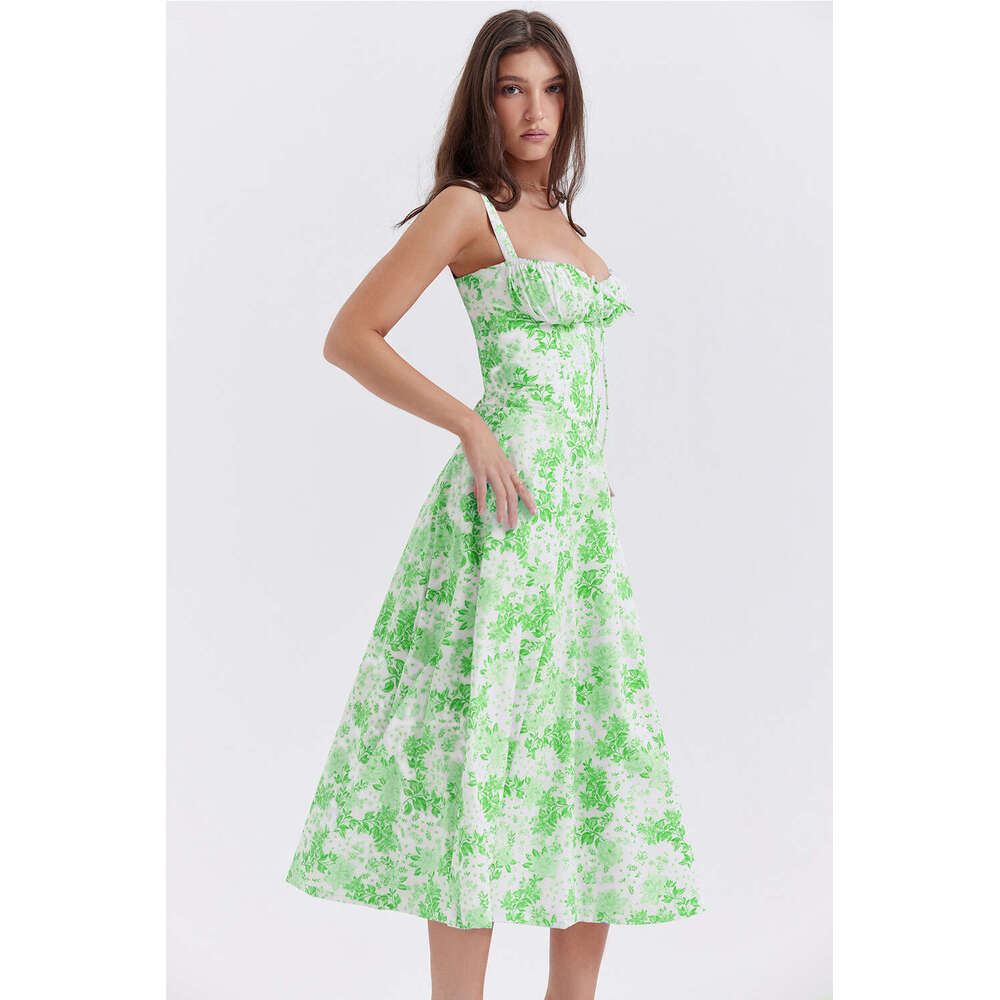 DHEssentials Women's Printed Sexy Dress, High Open Elegant Off Shoulder Long Skirt, Backless Tight Summer Outfit, Front Yard