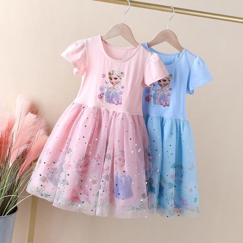 DISNEY Designer baby clothes baby designer Frozen Elsa princess Girls' dress summer outfit children's princess dress baby dress baby party d