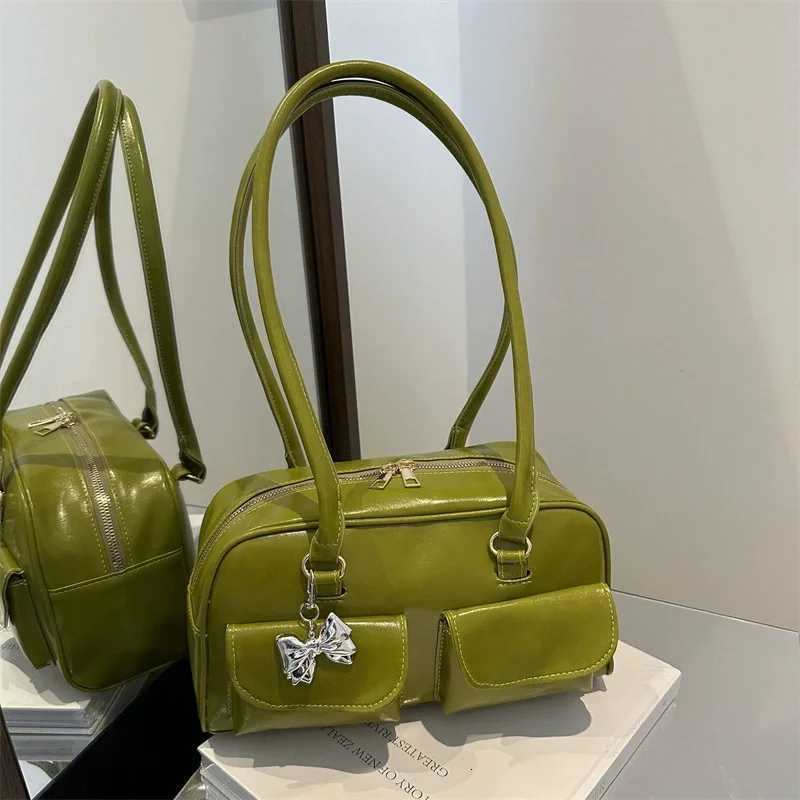 Large Capacity Brown Bowling Handbag Womens Shoulder Bag Retro Korean INS Style Autumn Winter New 2025 Fashion Trend BagT251122