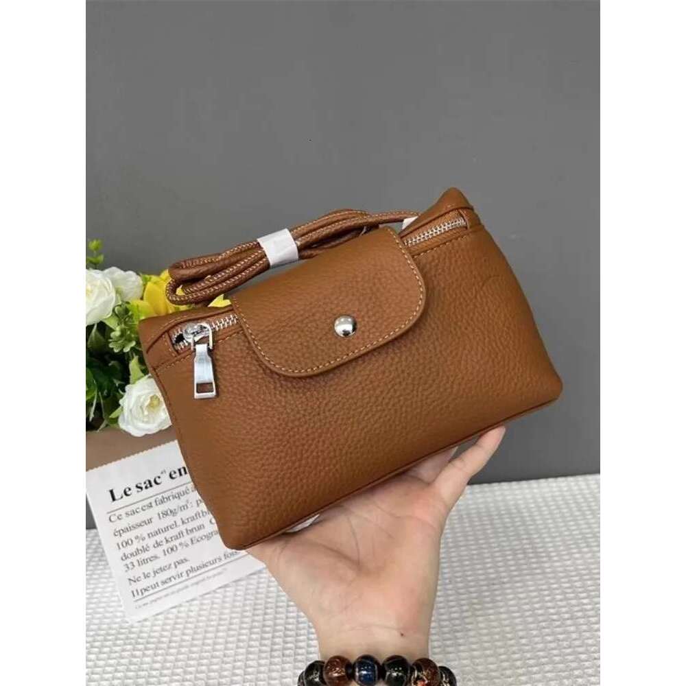 Casual Women Small Box Bags Solid Color Single Shoulder Zipper Genuine Leather Versatile Fashion Ladies Messenger Bag Bag