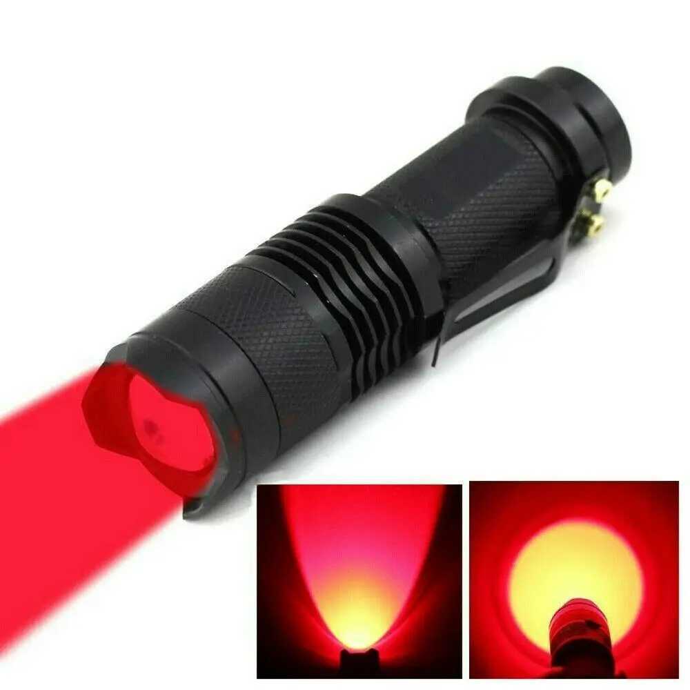 LED Flashlight 670nm Red/Blue/Green Light LED Flashlight Emegency Light Waterproof Flashlight Pocket Flashlight Hunting Lantern C251122