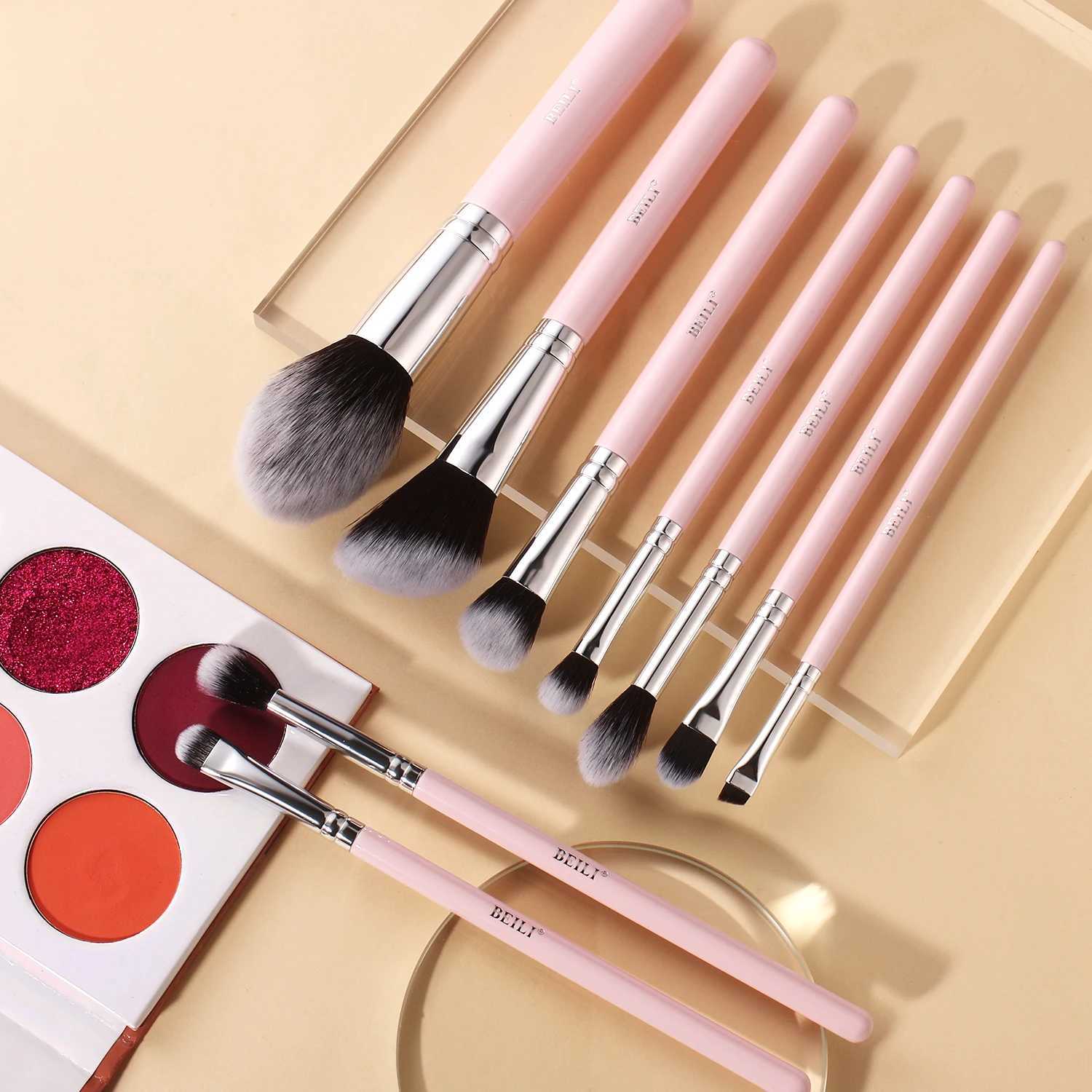 BEILI Pink Premium Makeup Brushes Set with Brush Organizer Foundation Powder Eyeshadow Eyeliner Contour Brushes Cosmetics Tool C251122