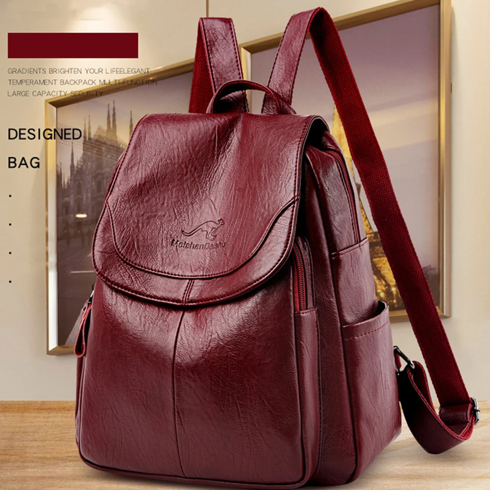 Ladies Bookbag Rucksack Women Large Capacity Backpack Purses High Quality PU Leather Female Vintage School Bags Travel Bagpack 251111