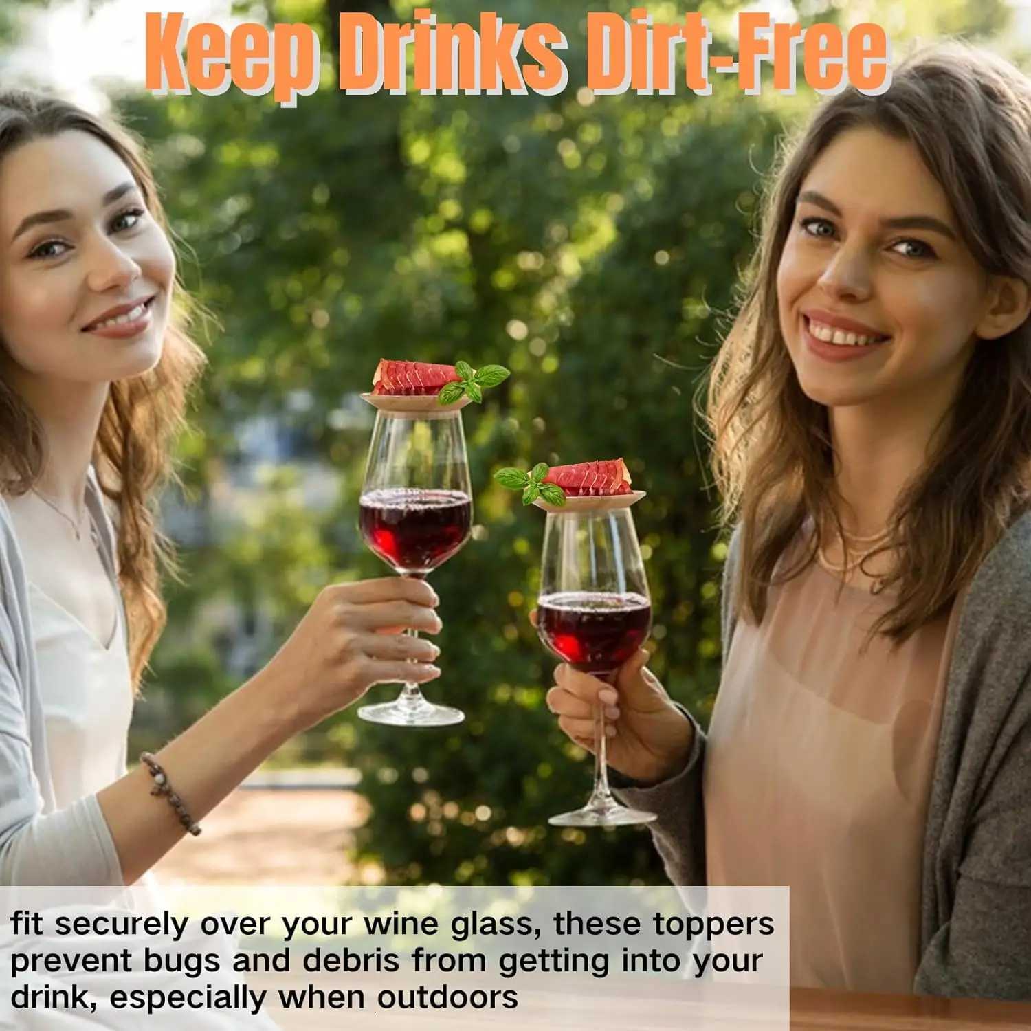 Wine Glass Charcuterie Topper Bamboo Wine Glass Cover Coasters Plate Drinking Glass Covers Wood Glass Toppers for Family Party C251122