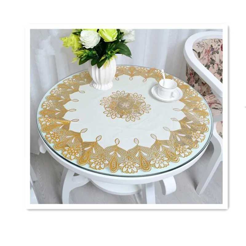 1PC PVC Waterproof Oilproof Round Tablecloth 70 CM Dining Table Cloths Home Table Cover Light Luxury Christmas Decoration C251122