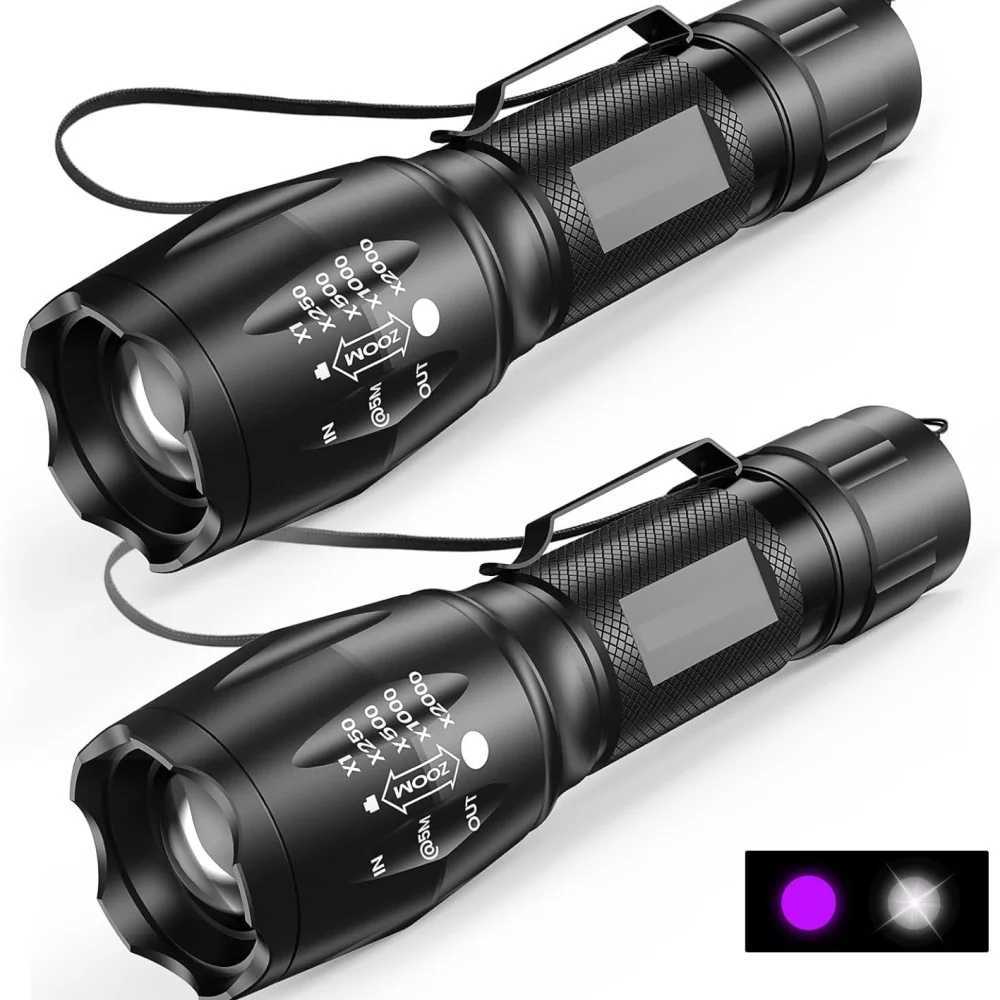 2 in 1 White And Ultraviolet Flashlight Type C Rechargeable UV Flashlights Portable Black Light Pet Urine Detector UV Flashlight C251122
