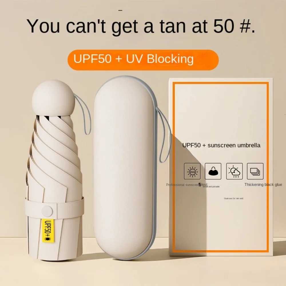 New Mini Capsule Folding Umbrella UPF50 Portable Sun Rain Umbrella Dual Use Protection Vinyl Travel Accessoreis for OutdoorM251122