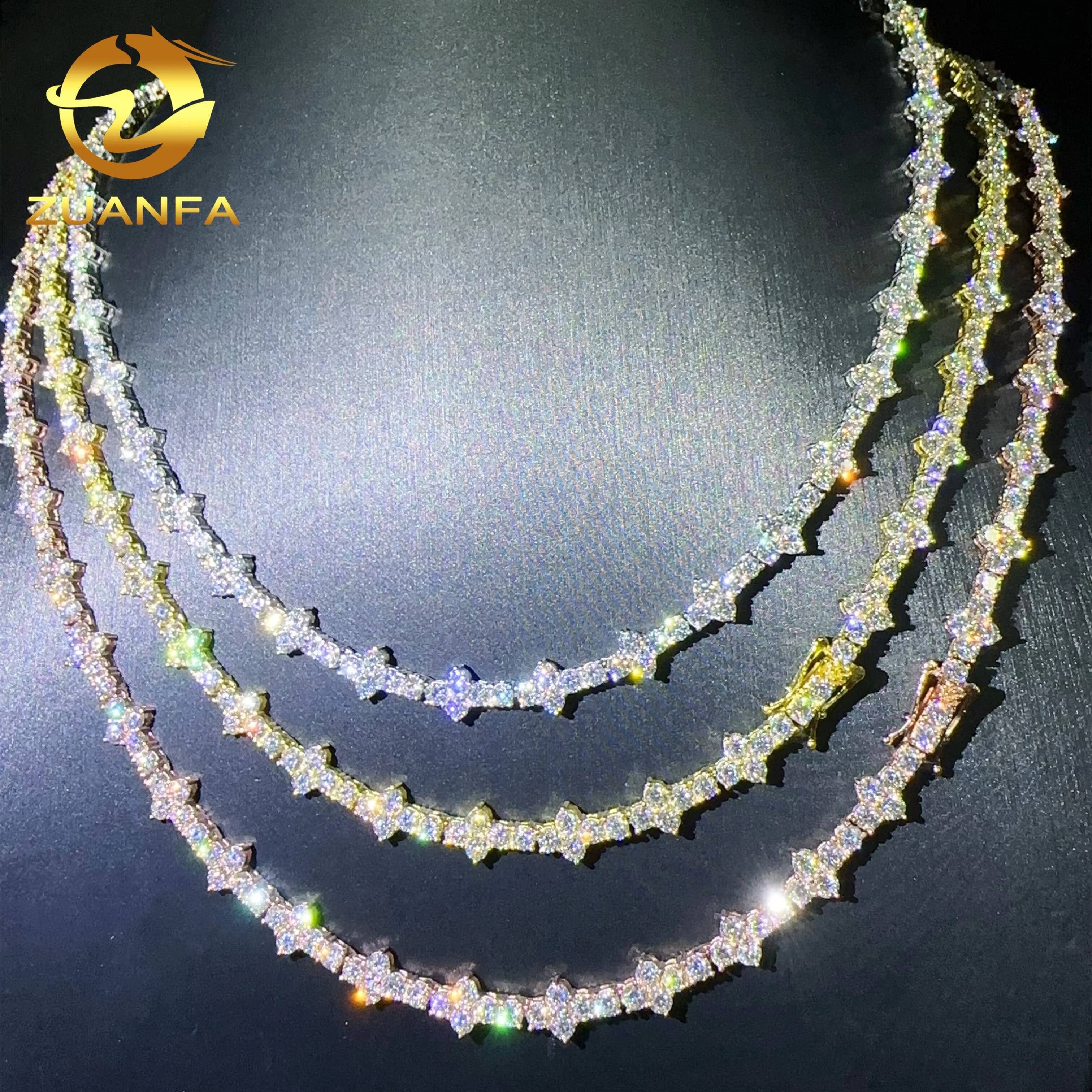 Wholesale Price 3mm Necklace Silver 925 Vvs Moissanite Lab Diamond Iced Out Hip Hop Jewelry Cross Tennis Bracelet Chain