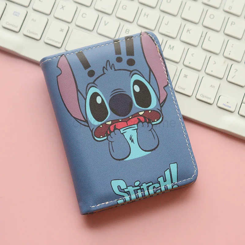 Disney Cartoon Leather Wallet for Boys Wallets for Girls Kids Wallet Cute Kawaii Stitch Credit ID Card Slim Bifold Coin Purses W250623