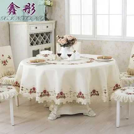 Luxury Embroidered Round Tablecloth Table Dining Table Cover Table Juppe Wedding Table Cloth Thicken Rose Flower Chair Cover C251122