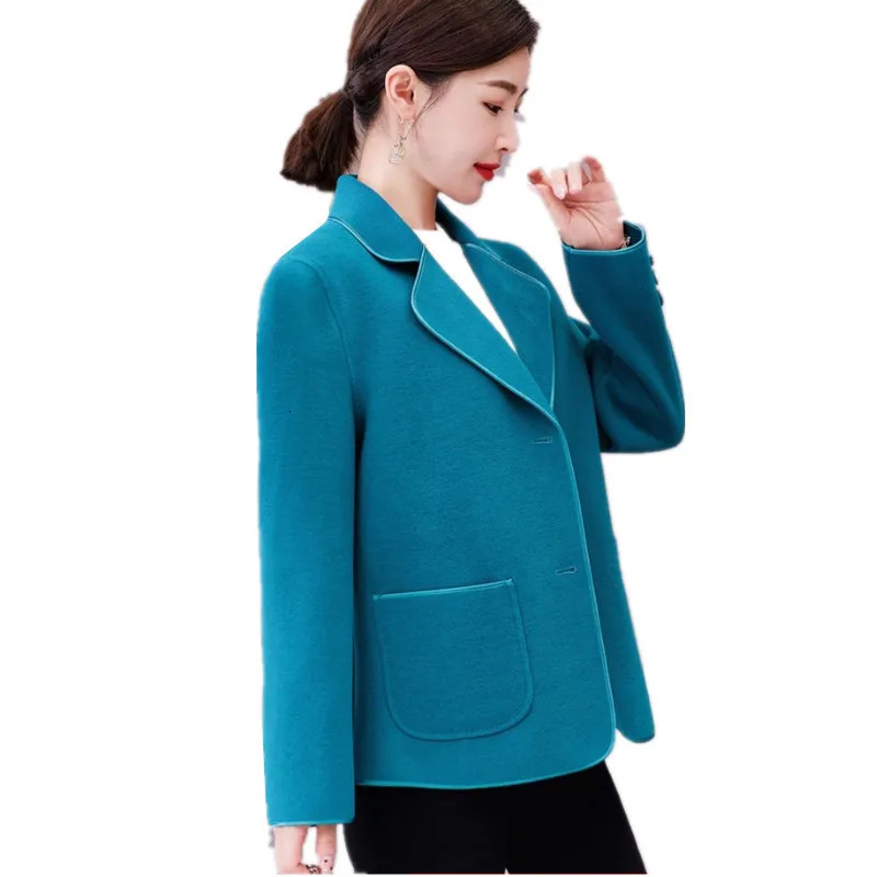 DoubleSided Woolen Coat Women 2026 Autumn Winter Fashion Pocket MiddleAged Mom Slim Short Wool Jacket Female Outwea B1392 251112