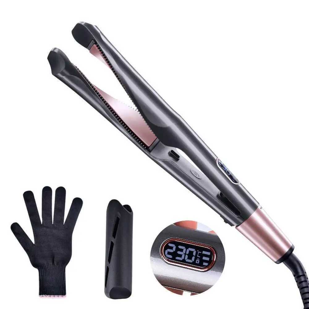 2 in 1 Hair Straightener And Curler Tourmaline Ceramic Twisted Flat Iron Straightening And Curling With LCD For Hair StylingT251122