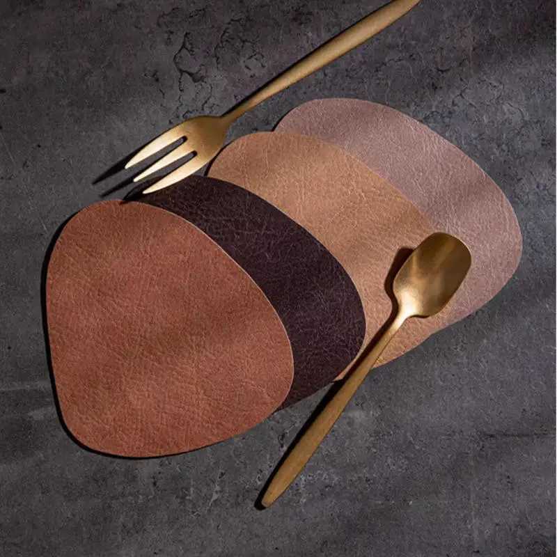 4pcs/set Leather Coaster Artificial Leather Coaster Drink Coffee Cup Mat Round Tea Pad Table Pad With C251122