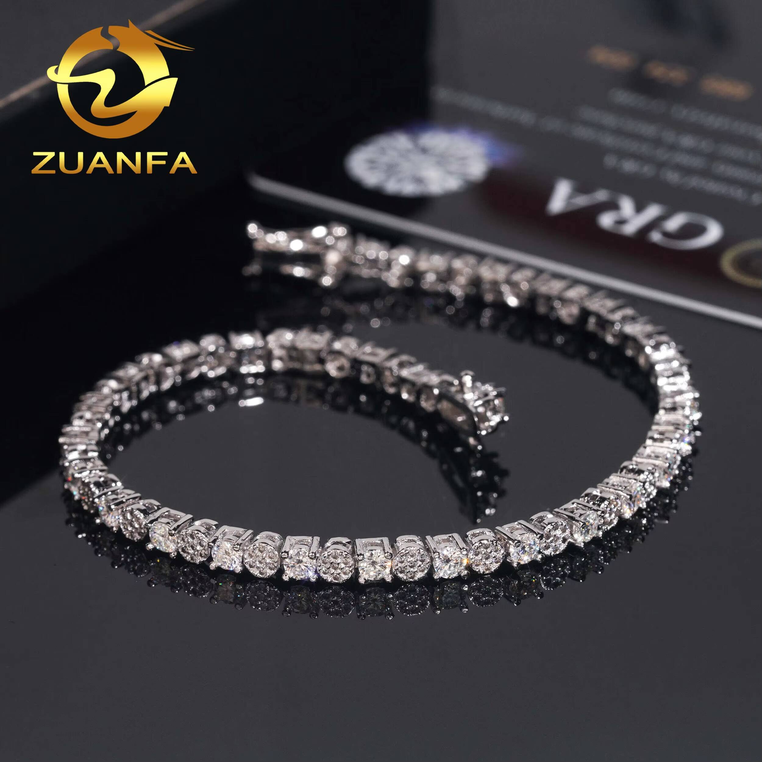 New Design Fashion Jewelry Iced Out 38mm 925 Sterling Silver GRA Certified VVS Moissanite Tennis Bracelet