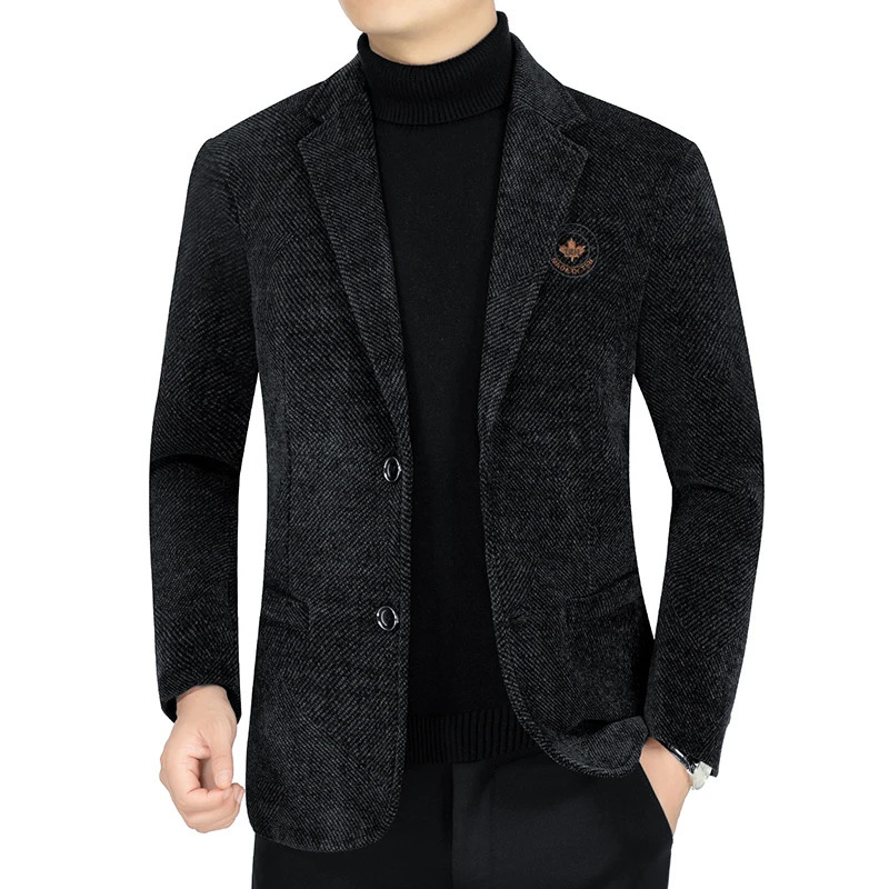 Handsome Casual Mens Wool Jacket High Quality Fashion Autumn Winter Thick Short Lapel Coat Outerwear 251110