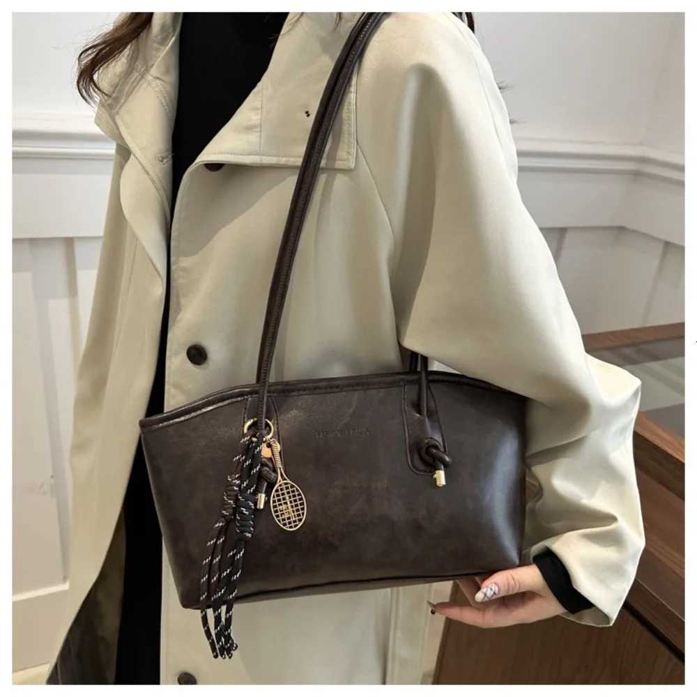 Y2K Trend Large Capacity Work Shoulder Bag Solid Color Simple Lady Handbags PU Leather Tote Bag Women FemaleT251122