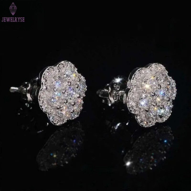 Elegant Dazzg Trendy wer 10MM Moissanite Dia Ear Studs For Men Women Hip Hop Jewelry Fine Earrings 10K Solid Gold