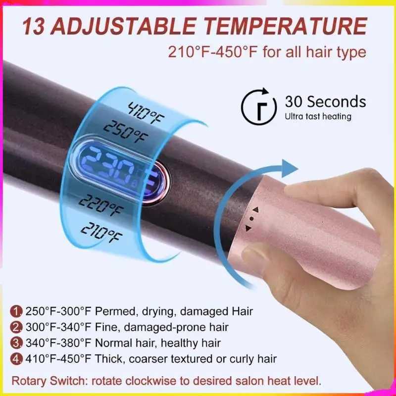 M04K Hair Styler 3-In-1 Tourmaline-Curler Straightener Waver With LCD Display And Rotating Temperature Control EU PlugT251122